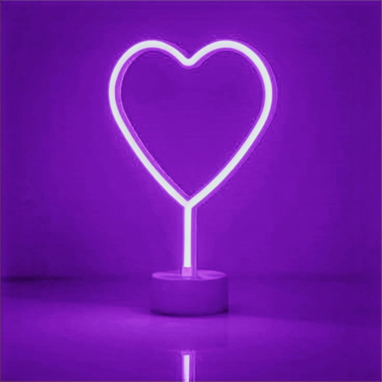 Summer Heart Neon Sign – Purple LED Neon Lights for Bedroom, Girls Room, Party, and Home Decor, Battery or USB Powered LED Heart Lamp